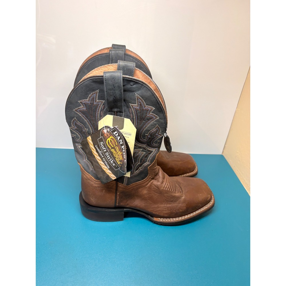 Dan Post Mens 8.5D Winslow Brown Black Leather Square Toe Cowboy Boots DP4556
